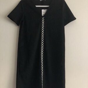 Elegant Black Dress with White Accents